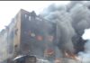 Fire guts buildings at Dosunmu Market in Lagos.