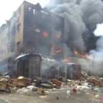 Fire guts buildings at Dosunmu Market in Lagos.
